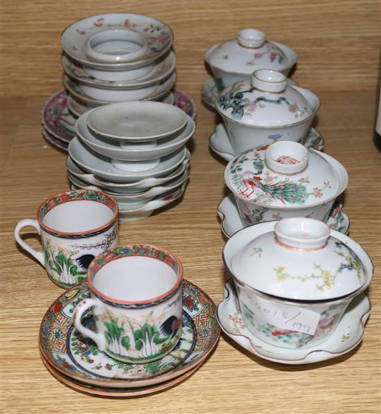 A collection of Cantonese polychrome enamelled tea ware